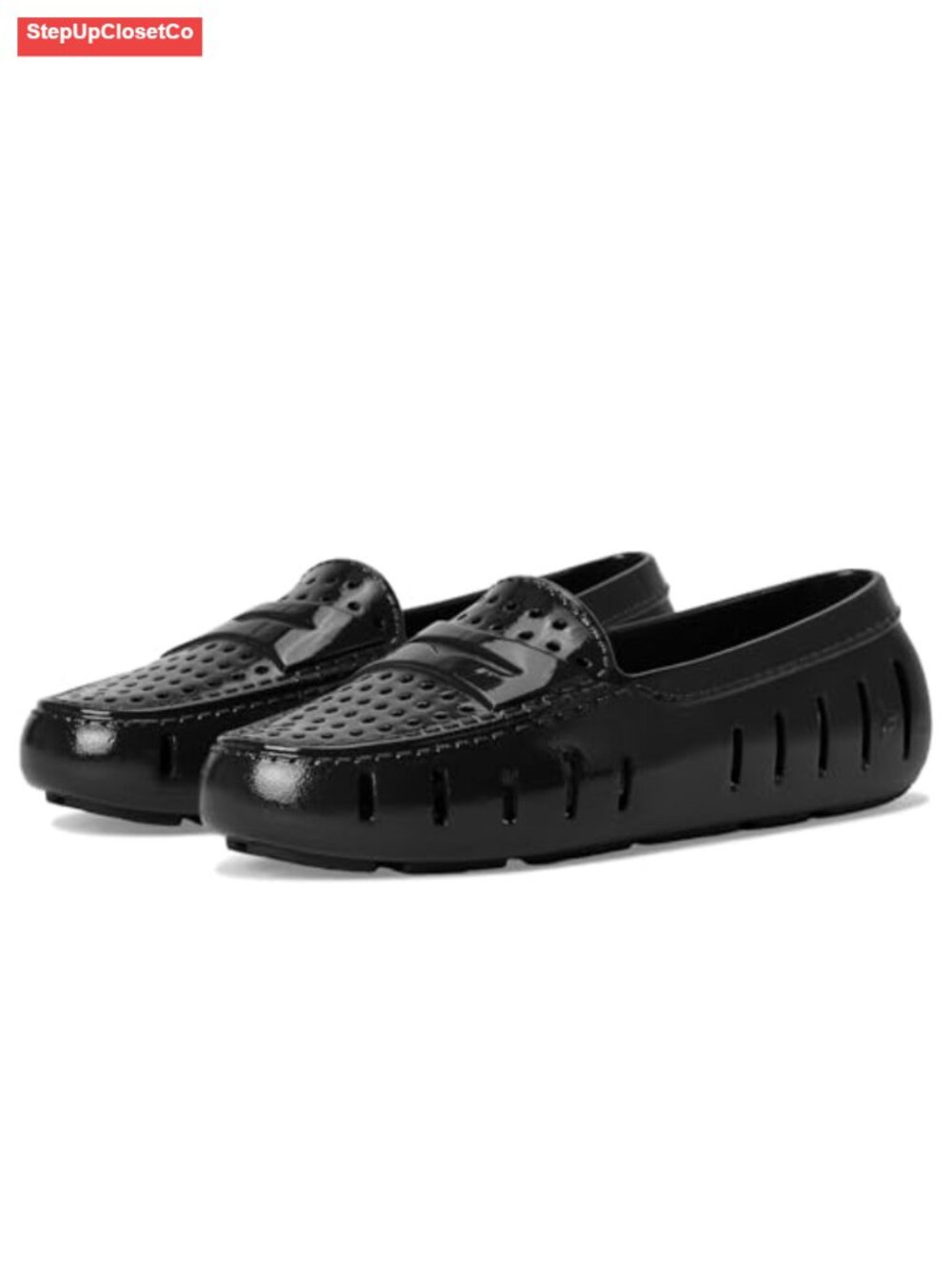 Patent Leather Waterproof Slip-On Loafer with Arch Support and Massage Pods